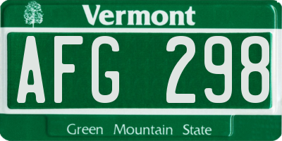 VT license plate AFG298