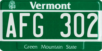 VT license plate AFG302