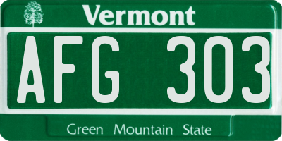 VT license plate AFG303