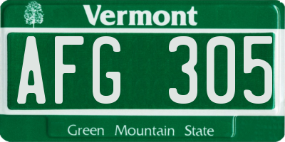 VT license plate AFG305