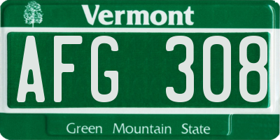 VT license plate AFG308