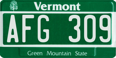 VT license plate AFG309