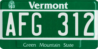 VT license plate AFG312