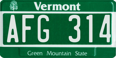 VT license plate AFG314