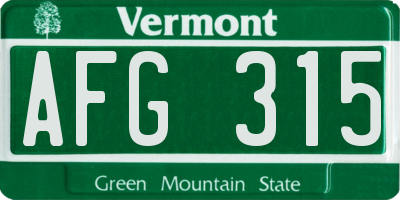 VT license plate AFG315