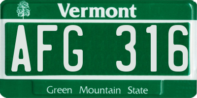 VT license plate AFG316