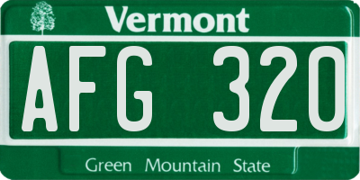 VT license plate AFG320