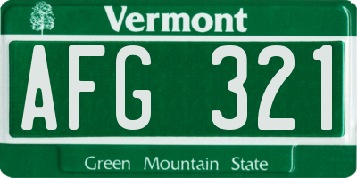 VT license plate AFG321