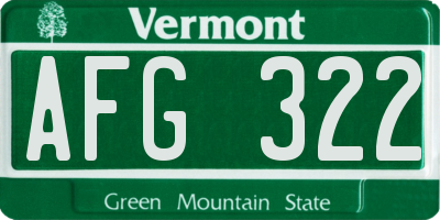 VT license plate AFG322