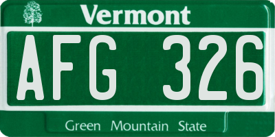 VT license plate AFG326