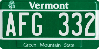 VT license plate AFG332