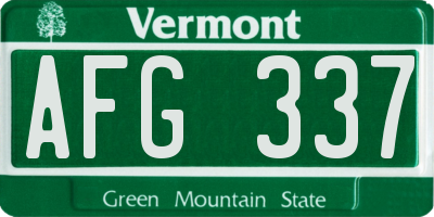 VT license plate AFG337