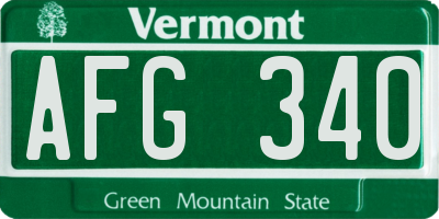 VT license plate AFG340