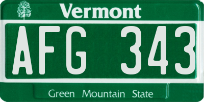 VT license plate AFG343
