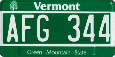 VT license plate AFG344
