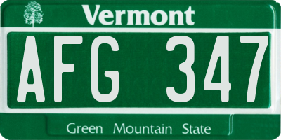 VT license plate AFG347