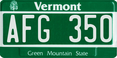 VT license plate AFG350