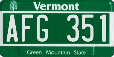 VT license plate AFG351