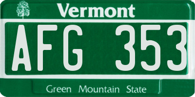 VT license plate AFG353
