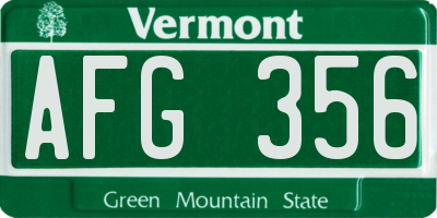 VT license plate AFG356