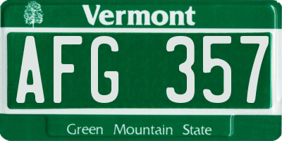 VT license plate AFG357