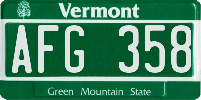 VT license plate AFG358