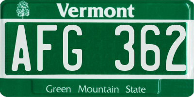 VT license plate AFG362