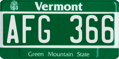 VT license plate AFG366