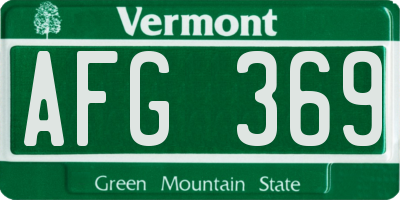VT license plate AFG369