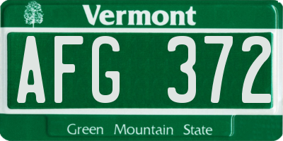 VT license plate AFG372