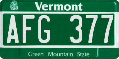 VT license plate AFG377