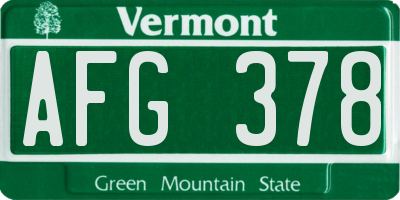 VT license plate AFG378