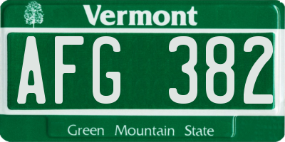 VT license plate AFG382