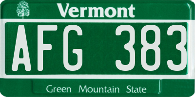 VT license plate AFG383
