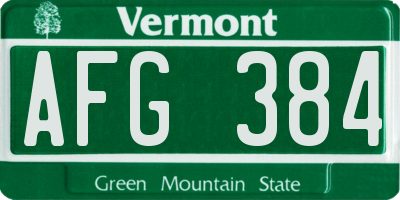 VT license plate AFG384