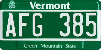 VT license plate AFG385