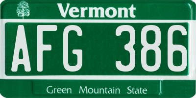 VT license plate AFG386