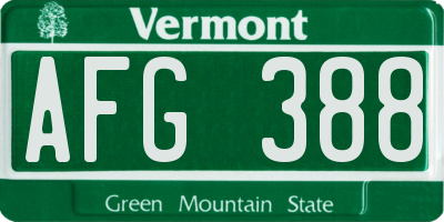 VT license plate AFG388