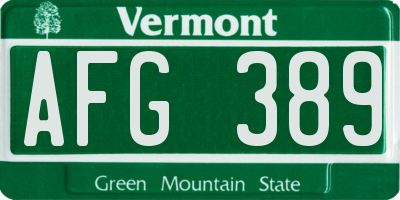 VT license plate AFG389