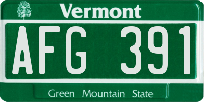 VT license plate AFG391