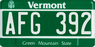 VT license plate AFG392