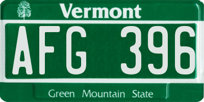 VT license plate AFG396
