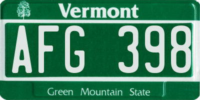 VT license plate AFG398