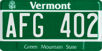 VT license plate AFG402