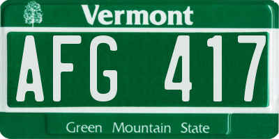 VT license plate AFG417