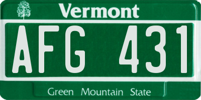 VT license plate AFG431