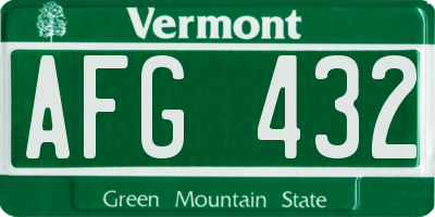 VT license plate AFG432