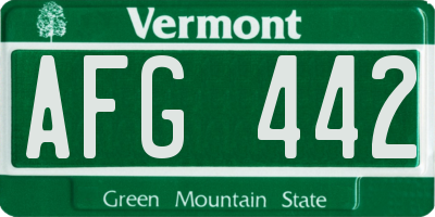 VT license plate AFG442