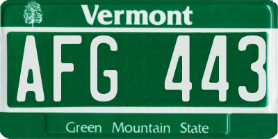 VT license plate AFG443