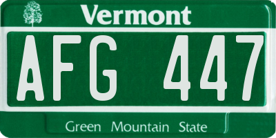VT license plate AFG447